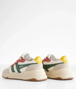 Gola® Saturn Quadrant Leather Sneaker White Wheat Evergreen Hot