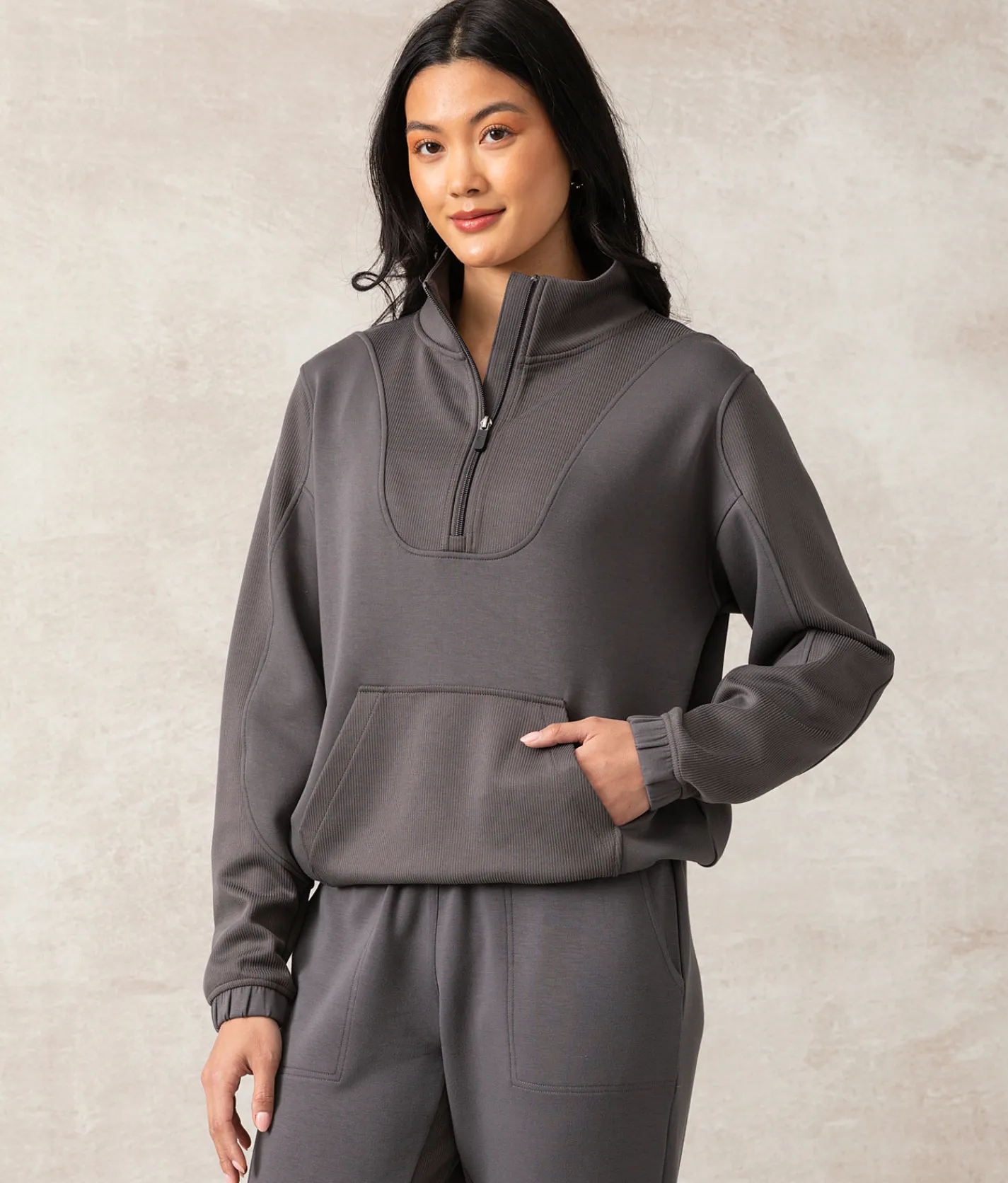 Buckle Black Sawyer Quarter Zip Pullover Charcoal New
