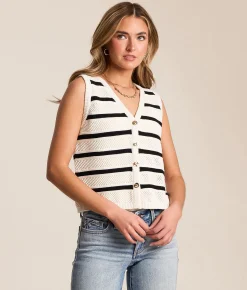 Z Supply Saylor Cropped Sweater Vest White Sale