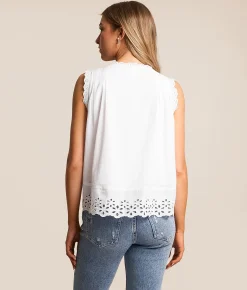 Tops | So Me Scalloped Eyelet Tank Top White
