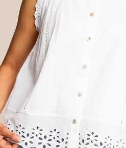 Tops | So Me Scalloped Eyelet Tank Top White