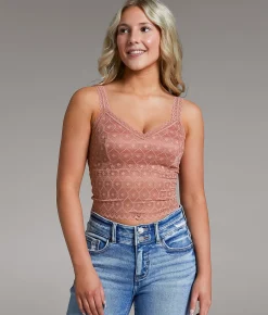 Tops | BKE core Scalloped Lace Brami Ash Rose