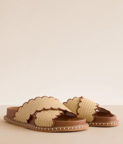 Oasis Society Scalloped Trim Sandal Camel Clearance
