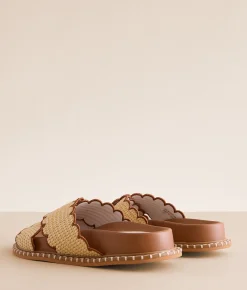 Oasis Society Scalloped Trim Sandal Camel Clearance