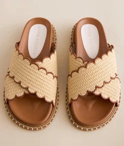 Oasis Society Scalloped Trim Sandal Camel Clearance