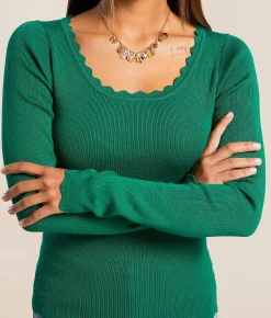 Tops | Blu Pepper Scalloped Trim Top Bosphorus