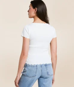 Tops | Blu Pepper Scalloped Trim Top Coral