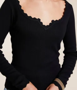Tops | Blu Pepper Scalloped Trim Top Apple Butter