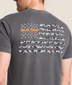 Tops|Graphic T-Shirts | Old Row 80s Camo Flag T-Shirt Pepper