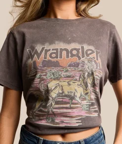 Wrangler® Scenic Horses T-Shirt Charcoal New