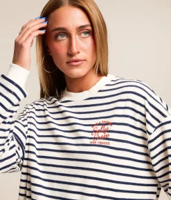 Salty Crew Schooner Striped Pullover Bright Navy Online