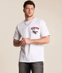 FLY by Popularity Scorpion Oversized T-Shirt White Discount