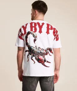 FLY by Popularity Scorpion Oversized T-Shirt White Discount