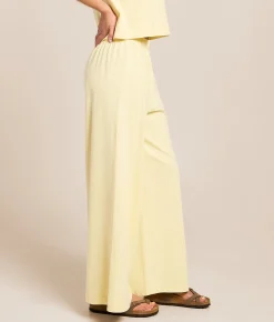 Z Supply Scout Jersey Cropped Wide Leg Pant Lemon Citrus Outlet