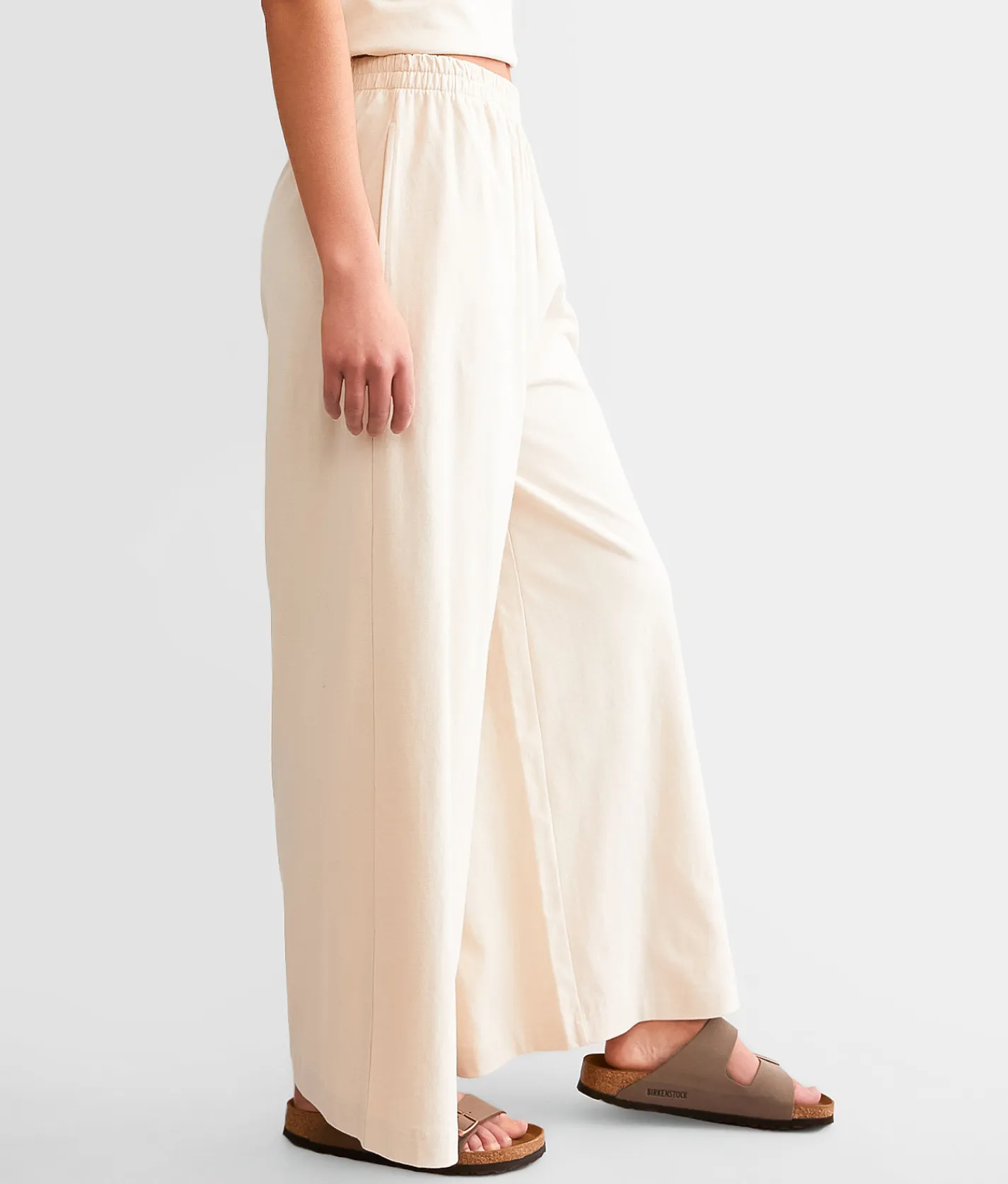 Z Supply Scout Jersey Wide Leg Cropped Pant Sandshell New