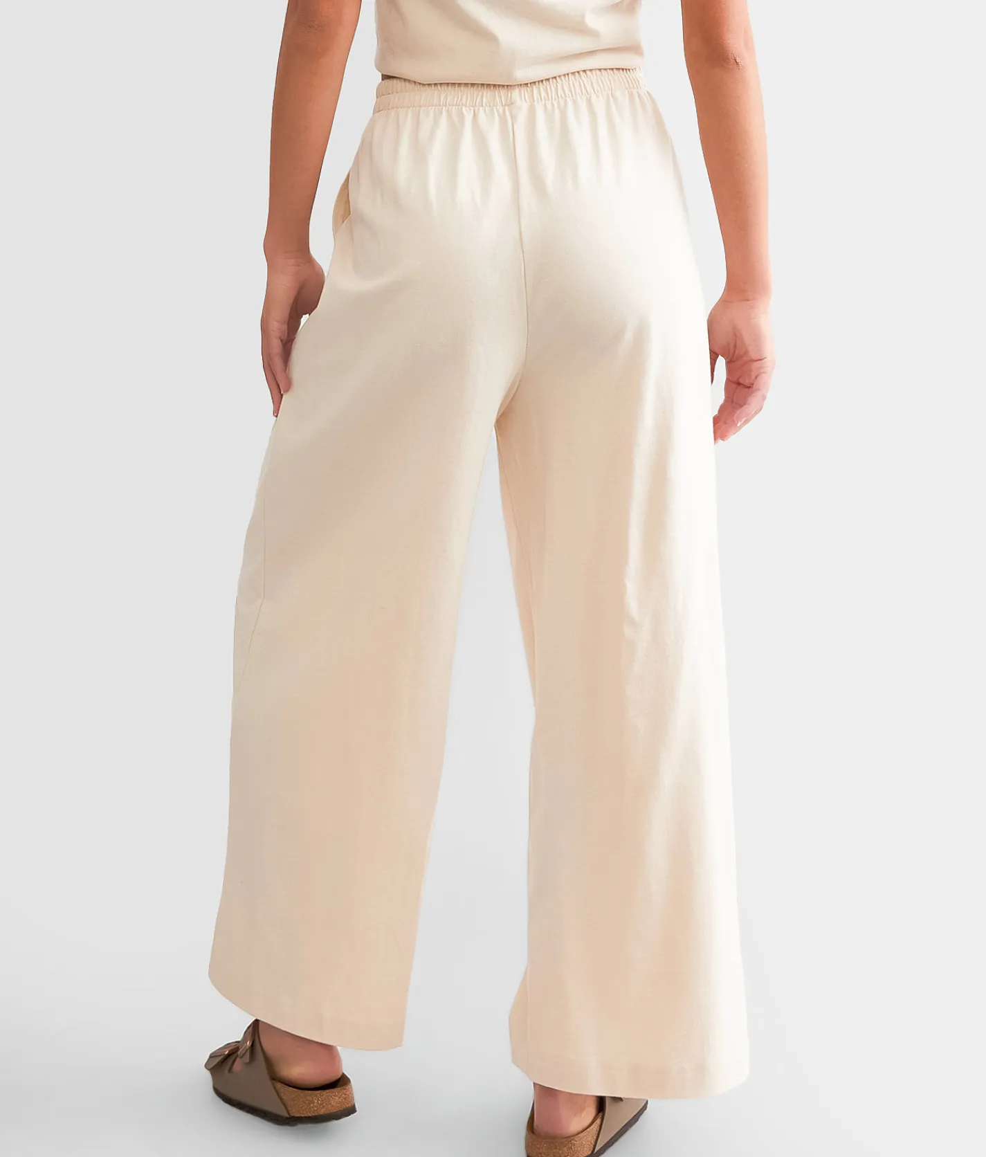 Z Supply Scout Jersey Wide Leg Cropped Pant Sandshell New