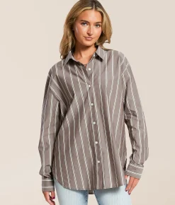 Z Supply Seaport Striped Shirt Sandalwood New