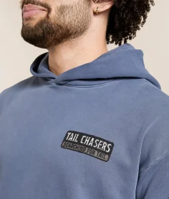 Tail Chasers Club Searching For Tail Hooded Sweatshirt Denim Pigment Dye Outlet