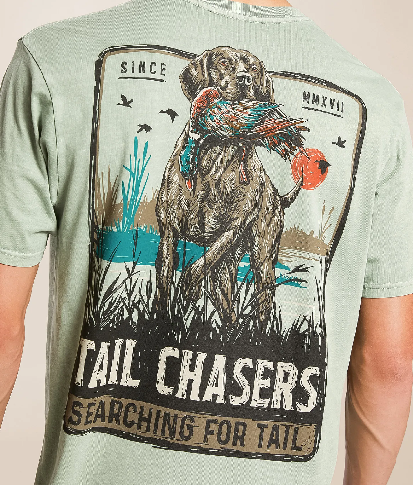 Tail Chasers Club Searching For Tail T-Shirt Bay Pigment Dye New