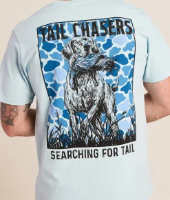Tail Chasers Club Searching T-Shirt Chambray Pigment Dye New
