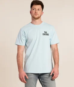 Graphic T-Shirts | Tail Chasers Club Searching T-Shirt Chambray Pigment Dye