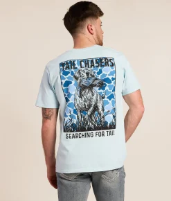Graphic T-Shirts | Tail Chasers Club Searching T-Shirt Chambray Pigment Dye