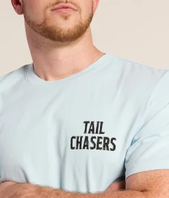 Graphic T-Shirts | Tail Chasers Club Searching T-Shirt Chambray Pigment Dye
