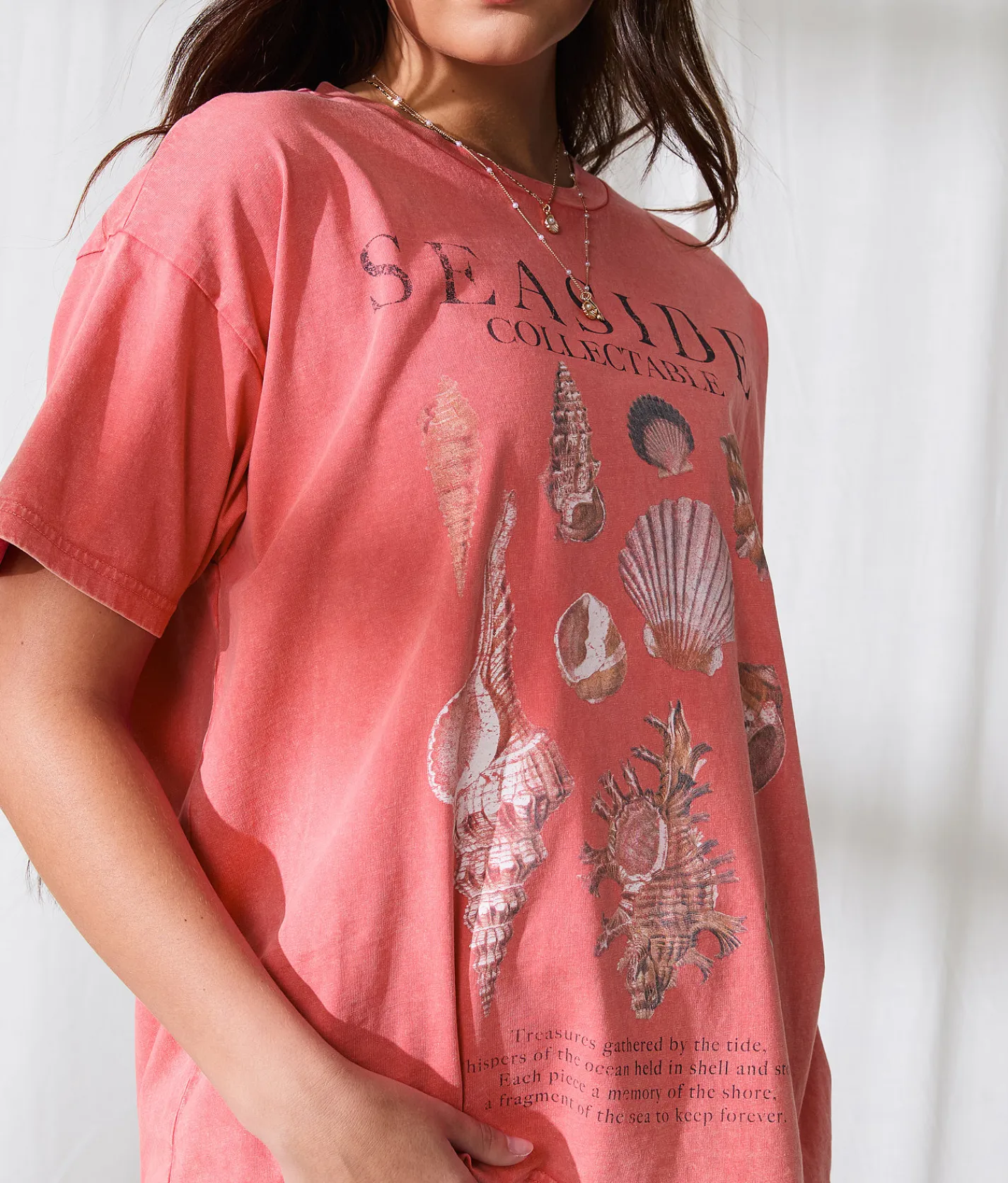 33 Coastal Seaside Collectable Oversized T-Shirt Sunkist Coral Hot