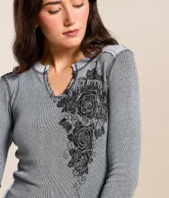 Affliction Secret Garden Reversible Washed Thermal Ashley Blue Lava Wash Sale