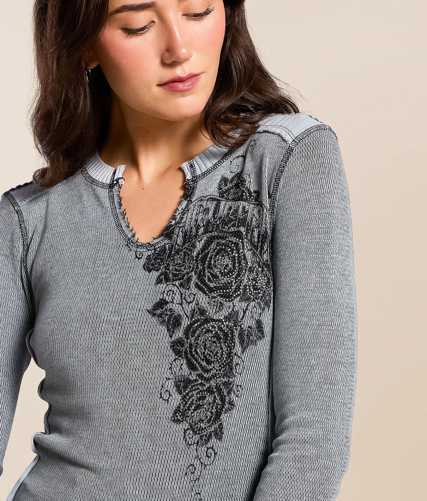 Affliction Secret Garden Reversible Washed Thermal Ashley Blue Lava Wash Sale