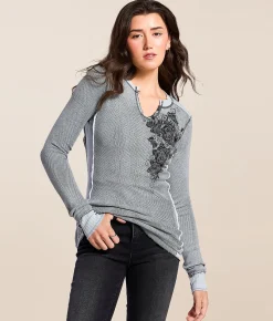 Affliction Secret Garden Reversible Washed Thermal Ashley Blue Lava Wash Sale