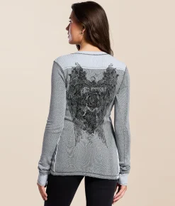 Affliction Secret Garden Reversible Washed Thermal Ashley Blue Lava Wash Sale