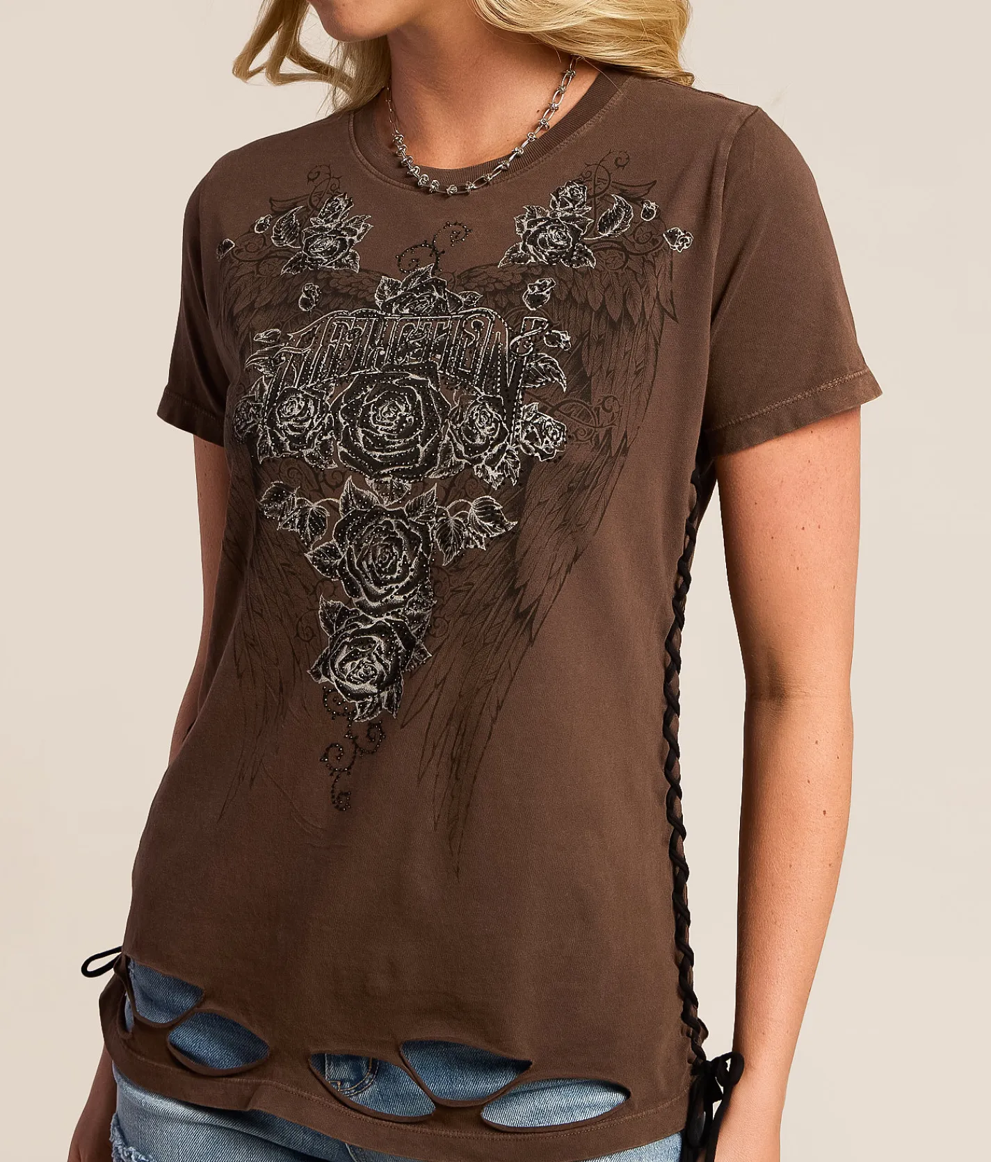 Affliction Secret Garden T-Shirt Chocolate Brown Lava Wash Online