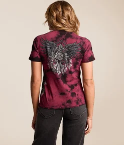 Tops | Affliction Seductive Rhinestone Lace-Up T-Shirt Mahogany Black Crystal Wa