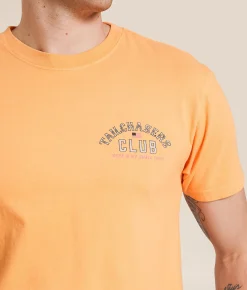 Tops|Graphic T-Shirts | Tail Chasers Club Seeker T-Shirt Mock Orange Pigment Dye
