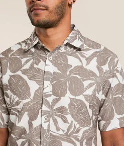 Departwest Seersucker Athletic Performance Shirt Cream Tan