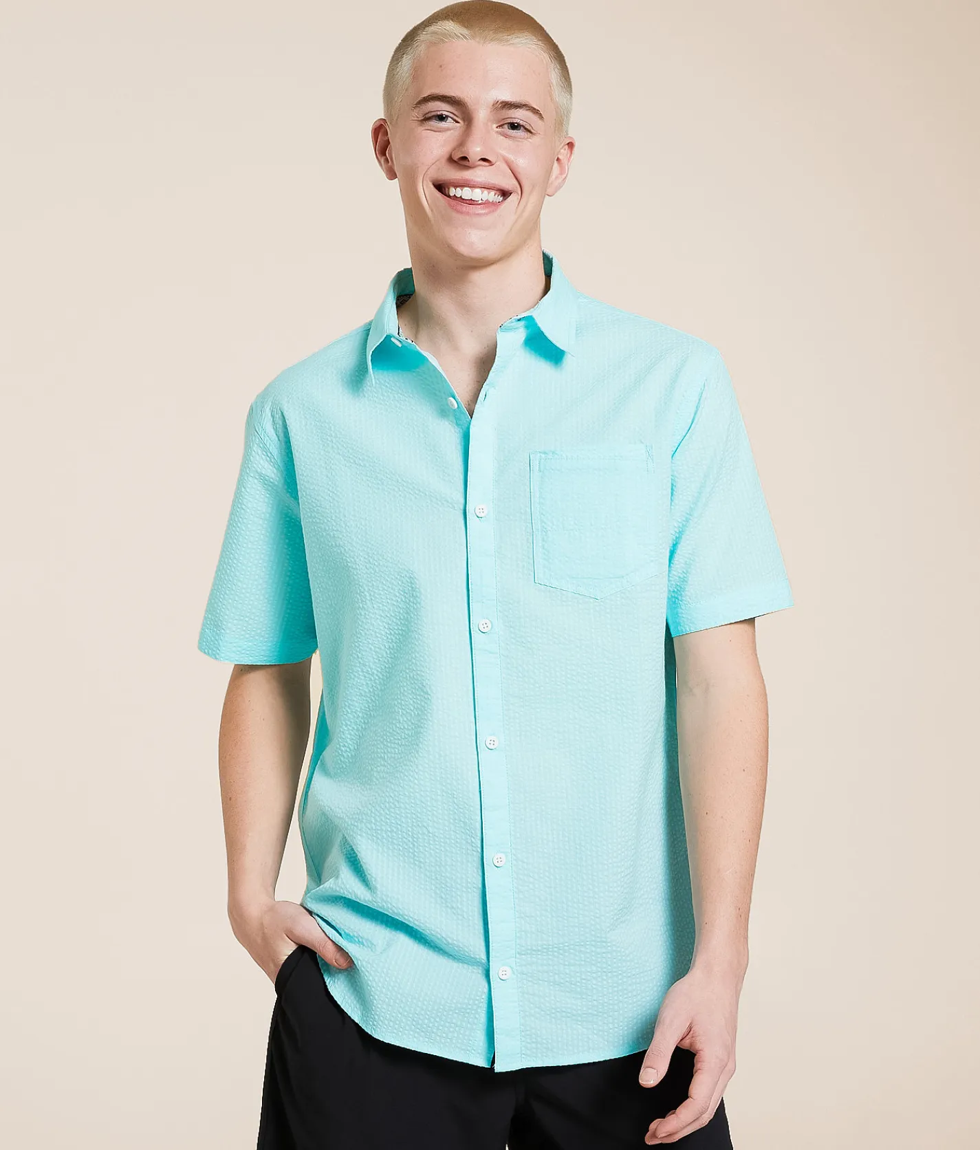 Departwest Seersucker Athletic Shirt Mauve Chalk Clearance