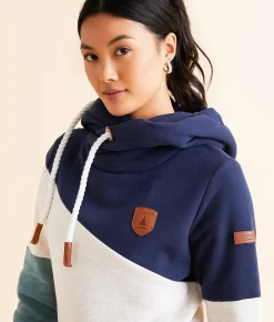 Wanakome Selene Asymmetrical Hooded Sweatshirt Oxford Blue Mix Sale