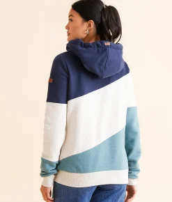 Wanakome Selene Asymmetrical Hooded Sweatshirt Oxford Blue Mix Sale