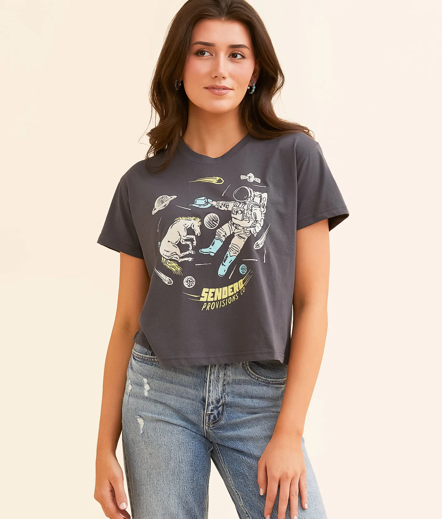 Tops | Sendero Provisions Co. Sendero To Space Cropped T-Shirt Vintage Black