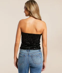 Tops | Hyfve Sequin Tube Top Black