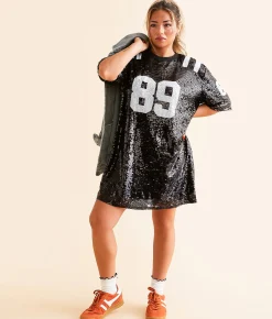 Dresses | DH Apparel 89 Sequin Varsity T-Shirt Dress Black
