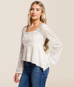 Tops | Willow & Root Sequin Velvet Top White