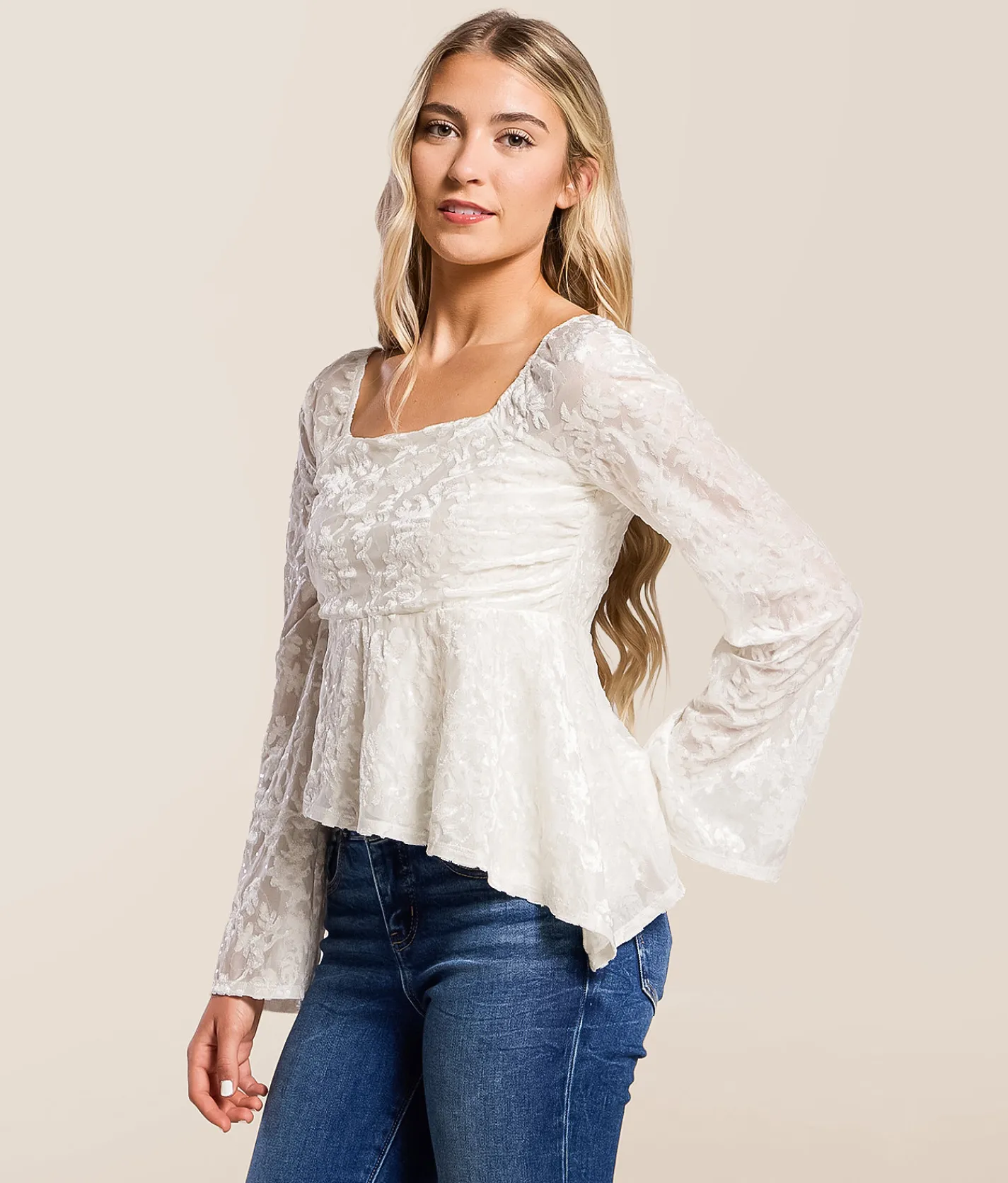Tops | Willow & Root Sequin Velvet Top White