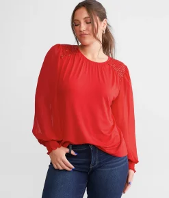 Daytrip Sequin Yoke Top Red New