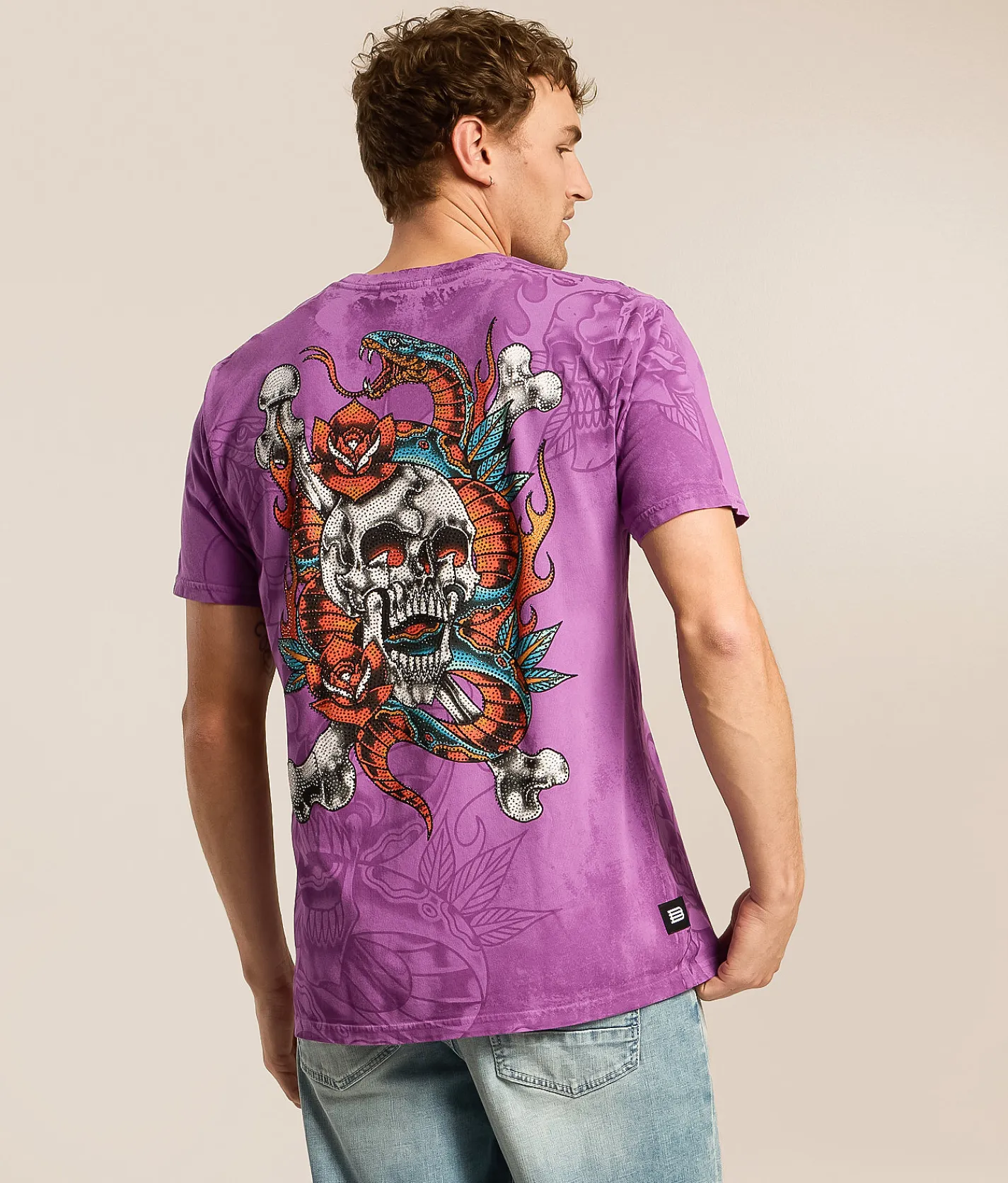 Affliction Serpentine Eye T-Shirt Dark Violet Pigment Dye Discount