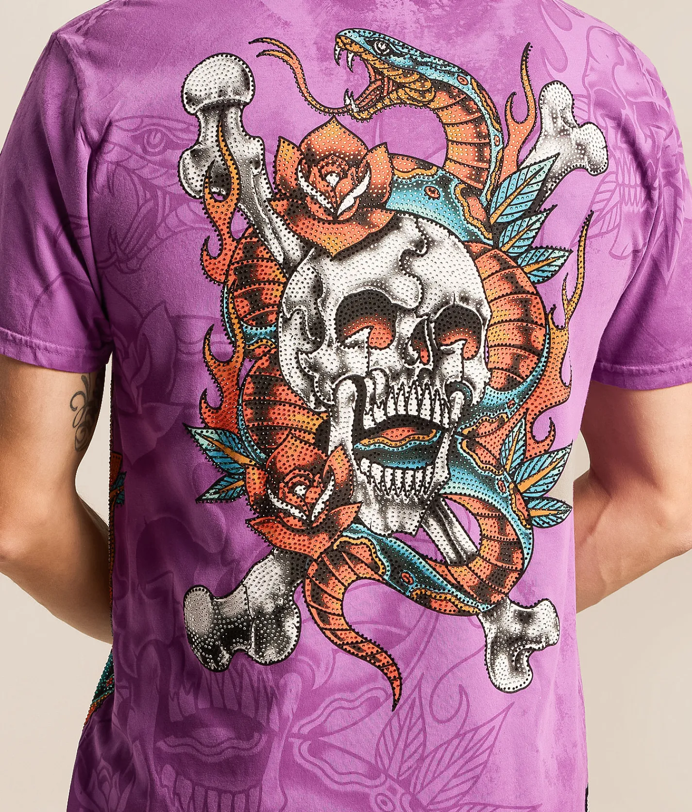 Affliction Serpentine Eye T-Shirt Dark Violet Pigment Dye Discount
