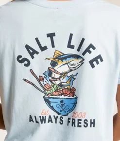 Salt Life Served Fresh Cropped T-Shirt Powder Blue Clearance