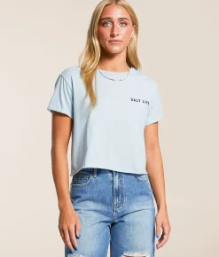 Salt Life Served Fresh Cropped T-Shirt Powder Blue Clearance
