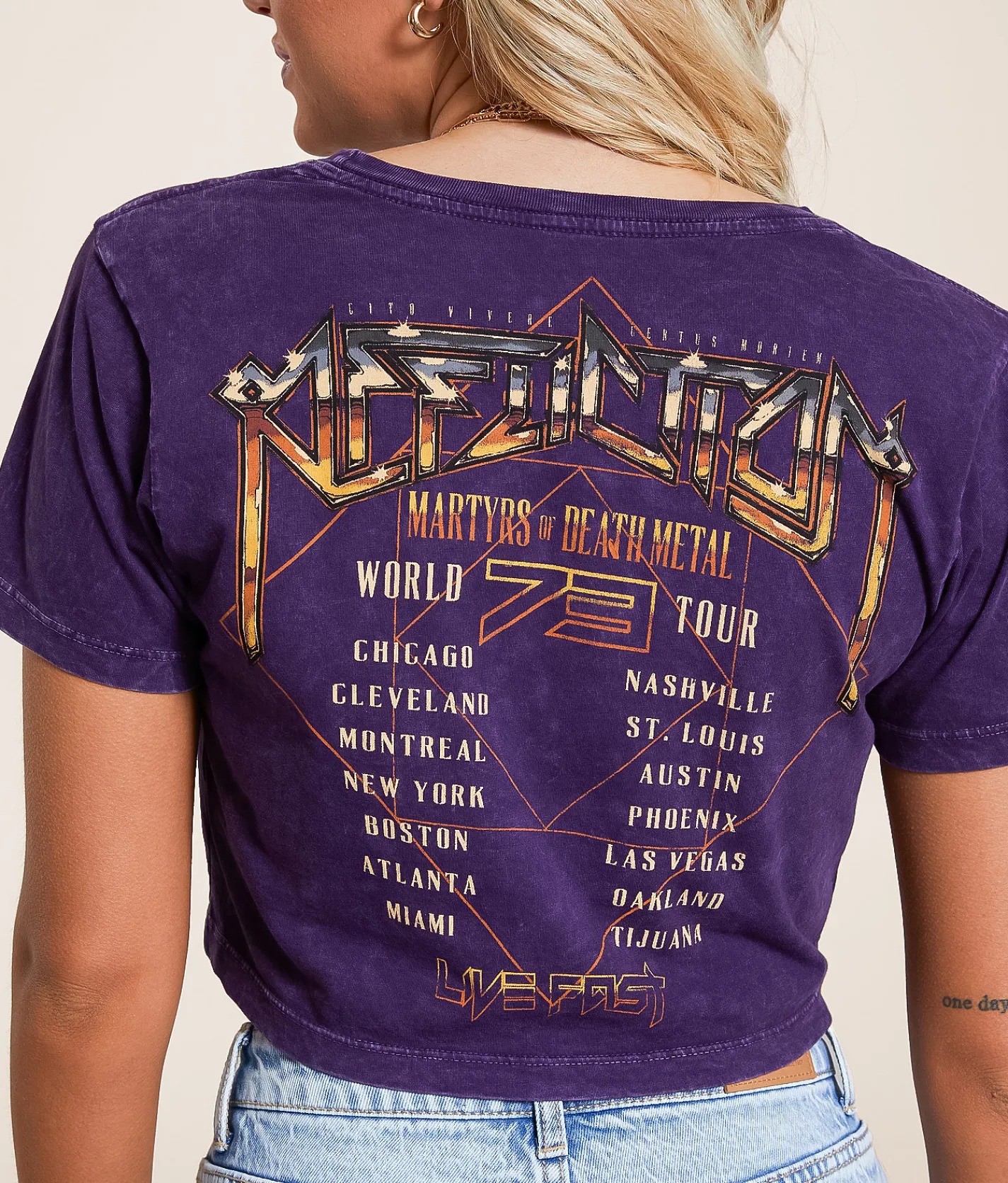 Affliction Setlist Cropped T-Shirt Midnight Plum Hot